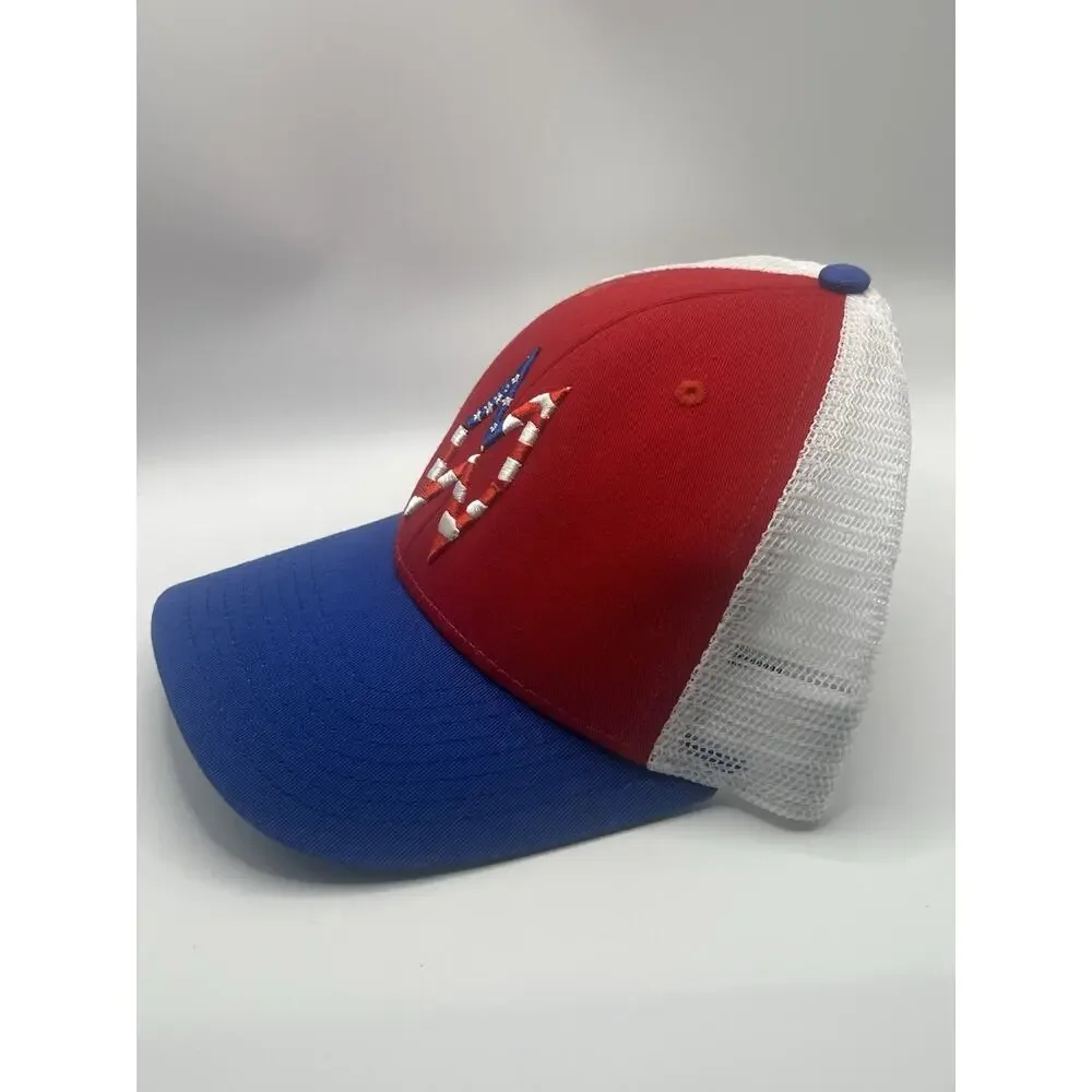 Red, White & Blue Trucker Hat with Star Stripe Logo
